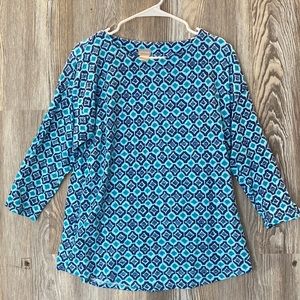 Chico’s blue print blouse, M or 1